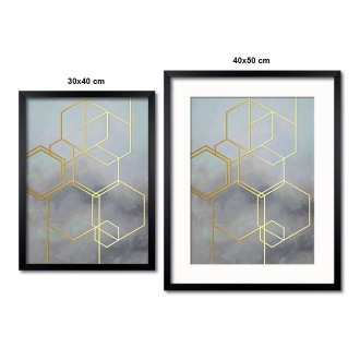 Abstraktní šestiúhelníkový akvarel 3D Zlatý Plakát