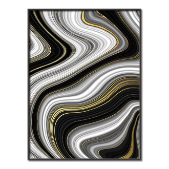 Černobílá textura mramoru 3D Zlatý Plakát