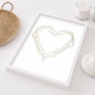 Geometrické srdce 3D Zlatý Plakát