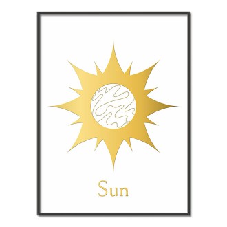Vintage slunce s bílým pozadím 3D Zlatý Plakát