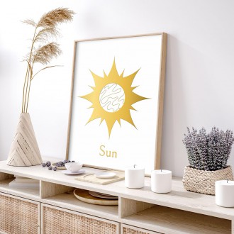 Vintage slunce s bílým pozadím 3D Zlatý Plakát