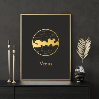 Vintage Venuše s černým pozadím 3D Zlatý Plakát