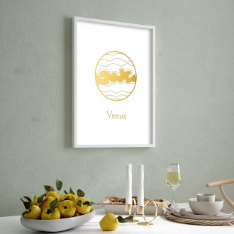 Vintage Venuše s bílým pozadím 3D Zlatý Plakát