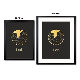 Vintage Země s černým pozadím 3D Zlatý Plakát