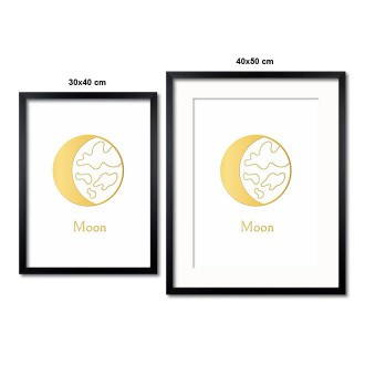 Vintage Měsíc s bílým pozadím 3D Zlatý Plakát