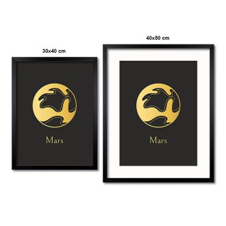 Vintage Mars s černým pozadím 3D Zlatý Plakát