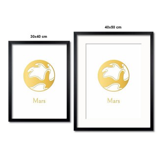Vintage Mars s bílým pozadím 3D Zlatý Plakát