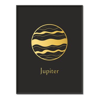 Vintage Jupiter s černým pozadím 3D Zlatý Plakát
