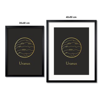 Vintage Uran s černým pozadím 3D Zlatý Plakát