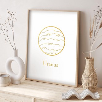 Vintage Uran s bílým pozadím 3D Zlatý Plakát