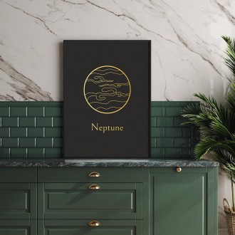 Vintage Neptun s černým pozadím 3D Zlatý Plakát