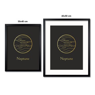 Vintage Neptun s černým pozadím 3D Zlatý Plakát