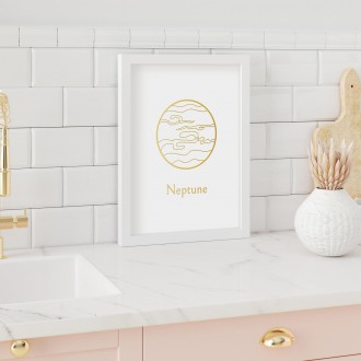 Vintage Neptun s bílým pozadím 3D Zlatý Plakát