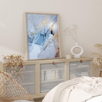 Modrá tekutá umělecká malba inkoustem 3D Zlatý Plakát