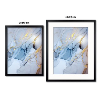 Modrá tekutá umělecká malba inkoustem 3D Zlatý Plakát