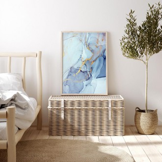 Modrá tekutá umělecká malba inkoustem 2 3D Zlatý Plakát