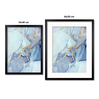 Modrá tekutá umělecká malba inkoustem 2 3D Zlatý Plakát