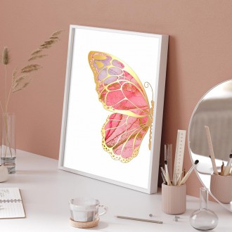 Růžový motýl 3D Zlatý Plakát
