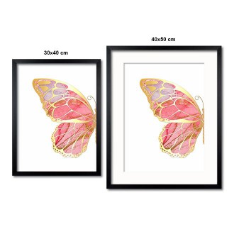 Růžový motýl 3D Zlatý Plakát