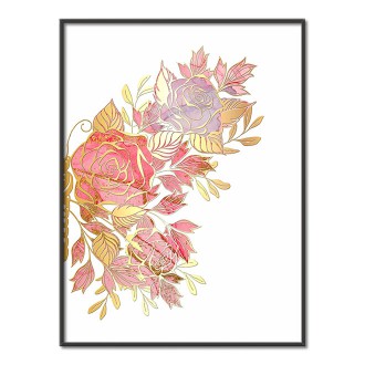 Růžový květovaný motýl 3D Zlatý Plakát