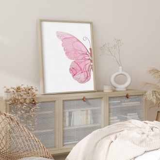 Růžový motýl 3D Růžový Plakát