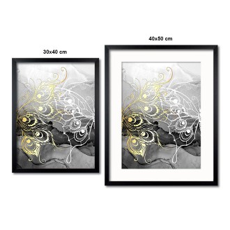 Motýl s černým inkoustem na pozadí 3D Zlatý Plakát