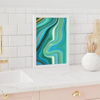 Abstraktní tyrkysově zelené pozadí 3 3D Zlatý Plakát