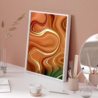 Živý abstraktní mramorový achát 3D Zlatý Plakát