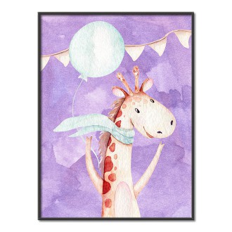 Žirafa s balónkem dětský Plakát