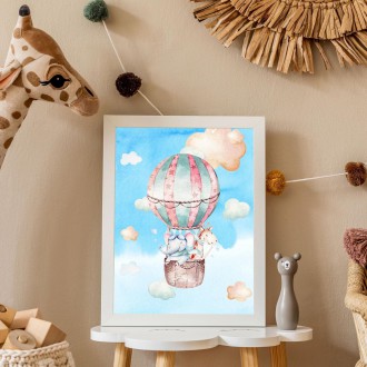 Zvířátka v balónu dětský Plakát