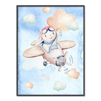 Chlapec a letadélko dětský Plakát
