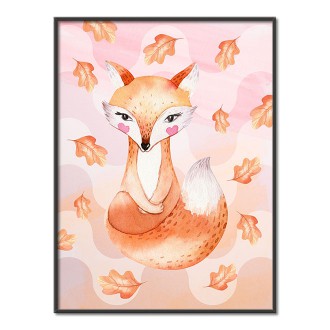 Liška v padajícím listí dětský Plakát