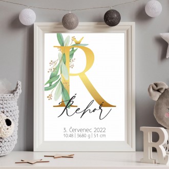 Personalizovatelný plakát Narození miminka - Abeceda "Ř"