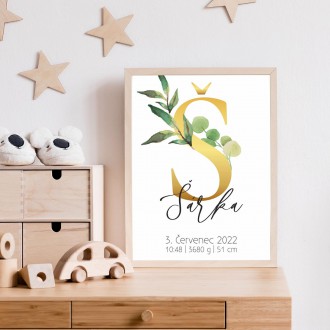 Personalizovatelný plakát Narození miminka - Abeceda "Š"