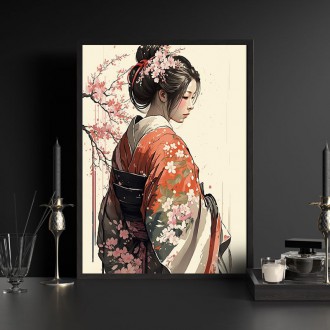 Japonská dívka v kimonu