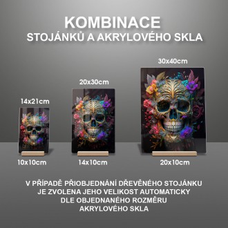 Akrylové sklo Zdobená lebka v květinách 2