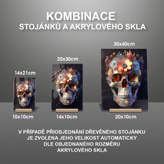 Akrylové sklo Zdobená lebka v květinách 4