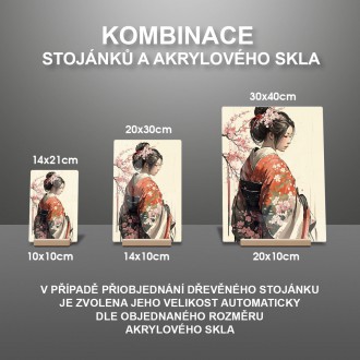 Akrylové sklo Japonská dívka v kimonu
