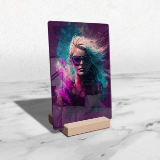 Akrylové sklo Dívka v barevném poprašku 2
