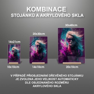 Akrylové sklo Dívka v barevném poprašku 2