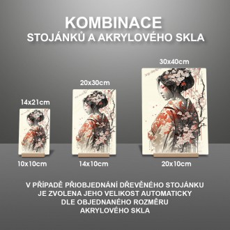 Akrylové sklo Japonská dívka se sakurami 1