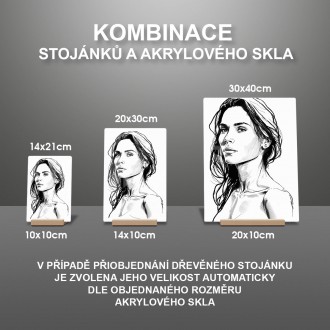 Akrylové sklo Malba tužkou - žena 1
