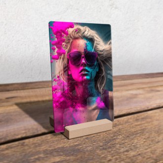 Akrylové sklo Dívka v barevném poprašku