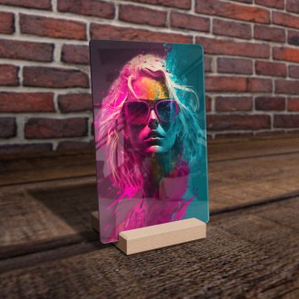 Akrylové sklo Dívka v barevném poprašku 3