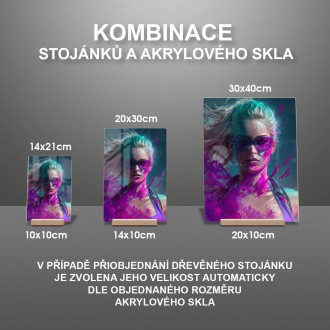 Akrylové sklo Dívka v barevném poprašku 1