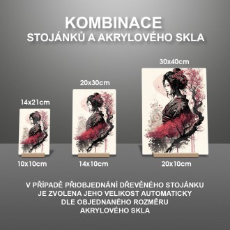 Akrylové sklo Japonská dívka se sakurami