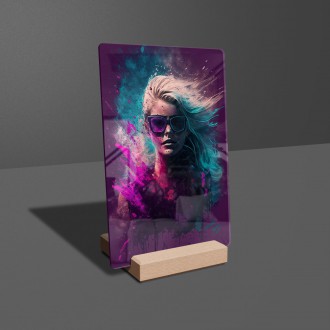 Akrylové sklo Dívka v barevném poprašku 2