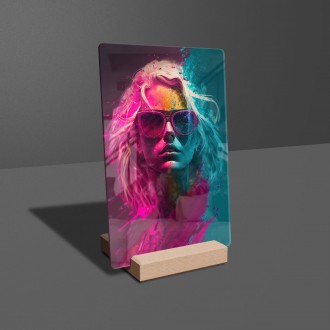 Akrylové sklo Dívka v barevném poprašku 3