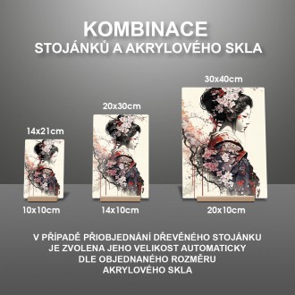 Akrylové sklo Japonská dívka se sakurami 3
