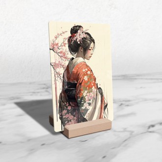Akrylové sklo Japonská dívka v kimonu